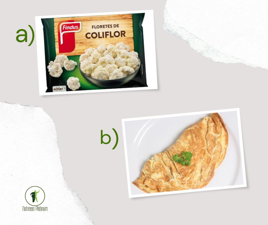 Coliflor con tortilla de huevos.